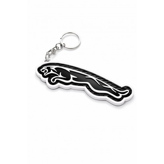 3D Baskı Jaguar Logo Tasarım Anahtarlık – Petek Desenli Spor Araba Anahtarlığı (Siyah Beyaz)