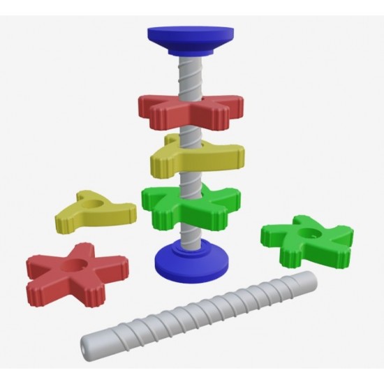 3D Yazıcı Üretimi Renkli Döner Çarklı Eğitici Spin Kule Oyuncak - Montessori Uyumlu