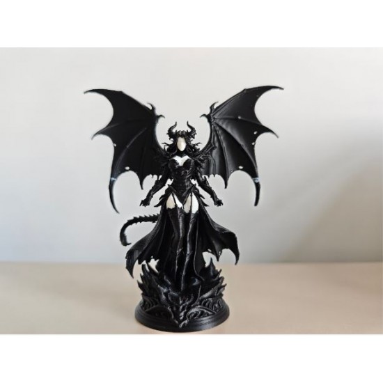 3D Baskı Karanlık Melek Figürü – Gotik Şeytan Kanatlı Fantastik Koleksiyon Biblosu