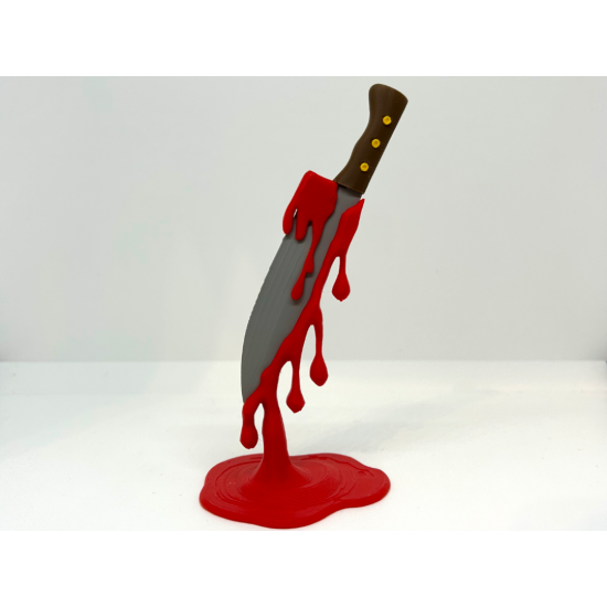 Kanlı Bıçak Biblo - 3D Yazıcı Tasarım Korku Dekoru - Slasher Temalı Masaüstü Aksesuarı