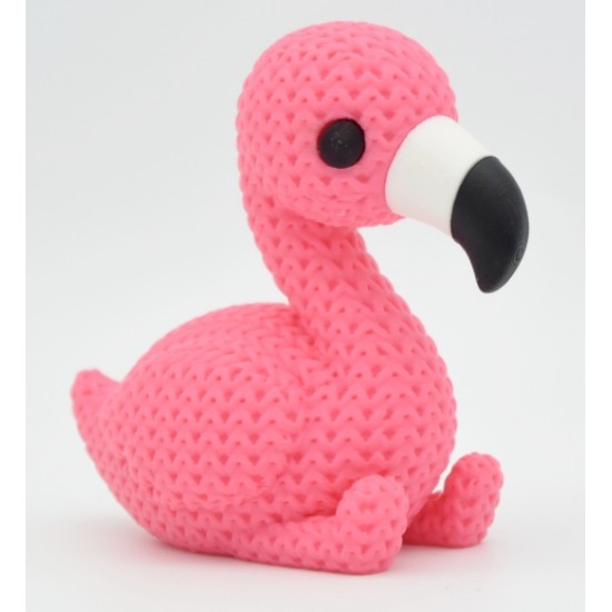 Örgü Dokulu Pembe Flamingo Figürü - 3D Yazıcı Tasarım Tropikal Biblo
