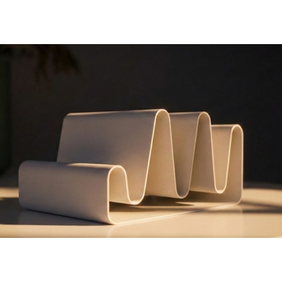 Minimalist Dalgalı Tasarım Masaüstü Organizer - 3D Yazıcı Modern Kartvizitlik ve Telefon Standı - Estetik Ofis Aksesuarı