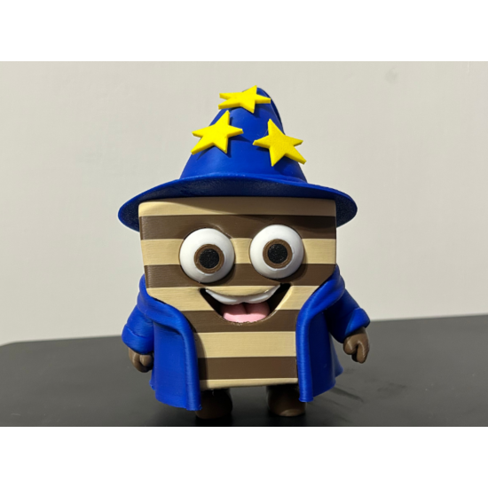 3D Baskı Wizard Wafer - Büyücü Atıştırmalık Biblo - Mavi Pelerinli ve Şapkalı Koleksiyon Figürü