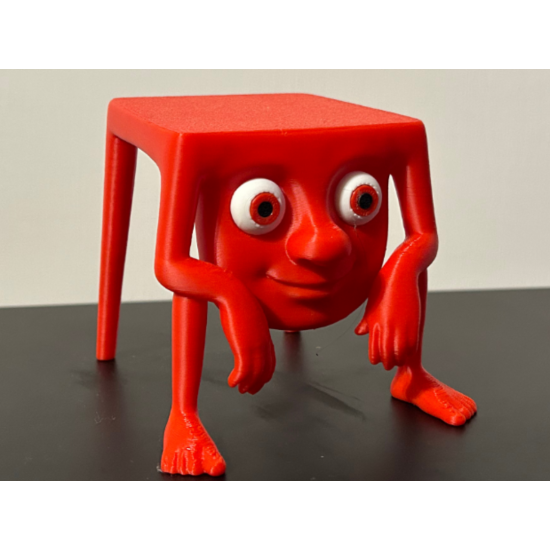 Kırmızı Tabure Adam Figürü - 3D Yazıcı Gerçeküstü Tasarım Biblo - Absürt Sanat Heykelciği