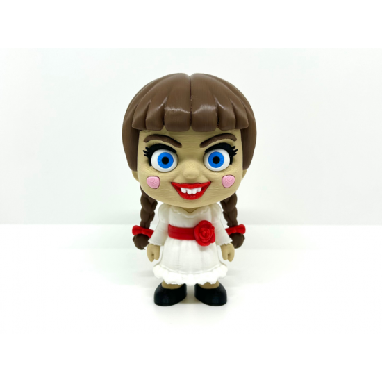 Annabelle Korku Figürü - 3D Yazıcı Tasarım Koleksiyon Biblosu - El Boyaması Görünümlü Korku Bebeği