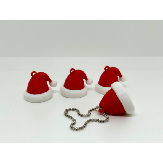 Noel Baba Şapkası Anahtarlık - 3D Yazıcı Tasarım Yılbaşı Aksesuarı - Mini Noel Şapkası Çanta Süsü
