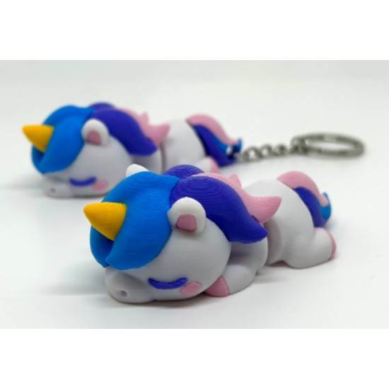 3D Yazıcı Üretimi Uyuyan Unicorn Anahtarlık | Sevimli Kawaii Unicorn Figürü | Çanta ve Anahtar Süsü