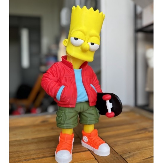 Hypebeast Bart Simpson Figürü - 3D Baskı Kaykaycı Bart - Koleksiyonluk Skater & Streetwear Biblo