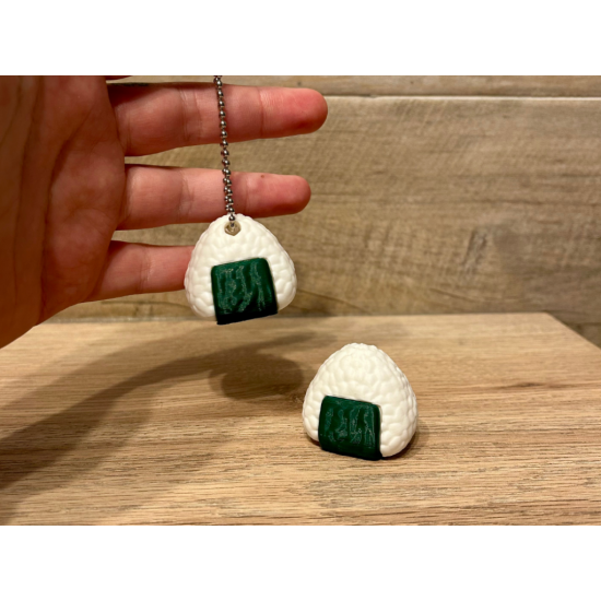 Onigiri Tasarım Anahtarlık - 3D Yazıcı Japon Pirinç Topu Figür - Anime Severlere Hediye