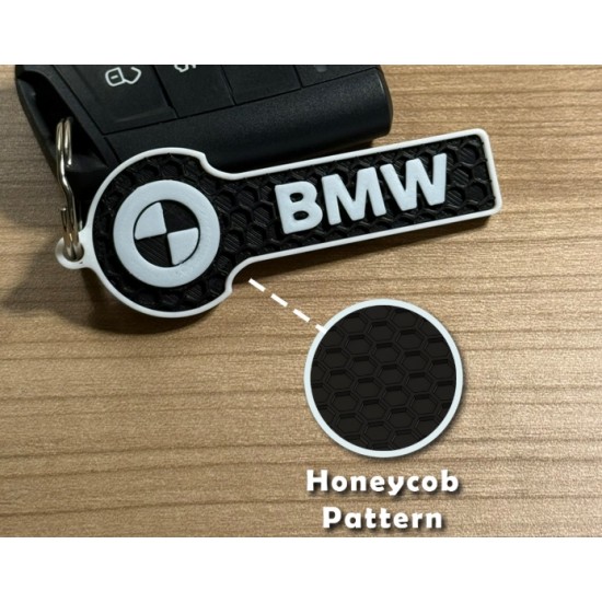 BMW Logolu Yeni Nesil Anahtarlık - 3D Yazıcı Özel Tasarım Petek Dokulu Luxe Form Premium Aksesuar
