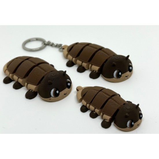 Mafsallı Tespih Böceği Anahtarlık - 3D Baskı Hareketli Isopod Fidget Toy - Eğlenceli ve Hareketli Çanta Aksesuarı
