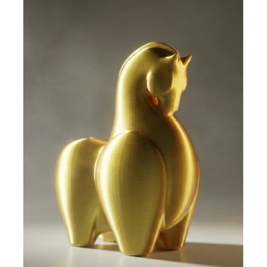 Minimalist Soyut At Heykeli - 3D Yazıcı Tasarımı Dekoratif Gold Obje - Modern Ofis ve Ev Aksesuarı - İpeksi Altın Figür