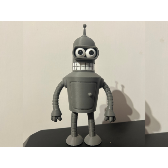 Bender Futurama Figürü - 3D Yazıcı Robot Heykelcik - Gri Animasyon Karakteri