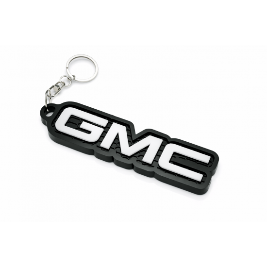 3D Baskı GMC Logo Anahtarlık – Petek Desenli Premium Araba Anahtarlığı | Siyah Beyaz Otomotiv Aksesuar
