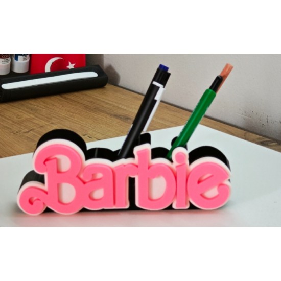 Barbie Tasarımlı Estetik Masa Üstü Kalemlik - Pembe Ofis ve Oda Organizeri