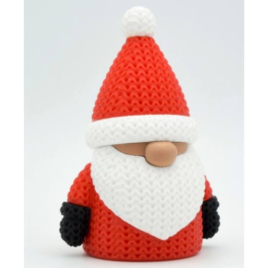 Örgü Dokulu Noel Baba Gnomu - 3D Yazıcı Tasarım Yılbaşı Cücesi Biblo