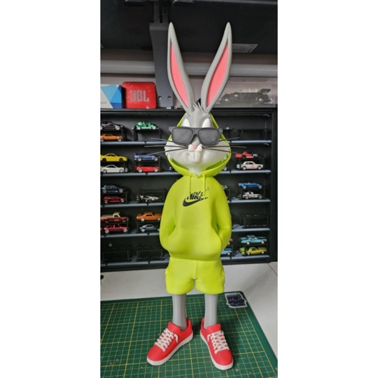 Hypebeast Bugs Bunny Figürü - 3D Baskı Adidas Style Turuncu Hoodie - Koleksiyonluk Streetwear Biblo