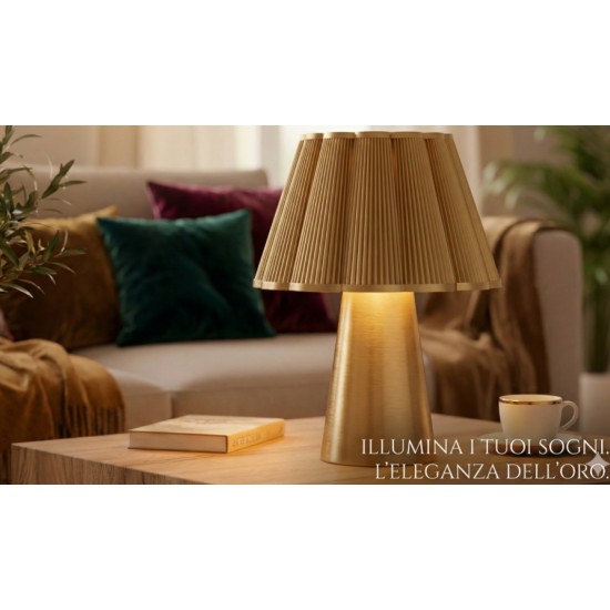 Modern Altın Sarısı Pilleli Gece Lambası - İskandinav Stil Dekoratif Masa Lambası