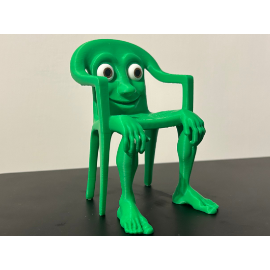 Yeşil Sandalye Adam Figürü - 3D Yazıcı Sürrealist Biblo - İnsan Bacaklı Sandalye