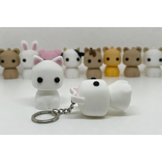 Minimal Sevimli Kedi Anahtarlık/ Figürü – 3D Baskı Dekoratif Kedi
