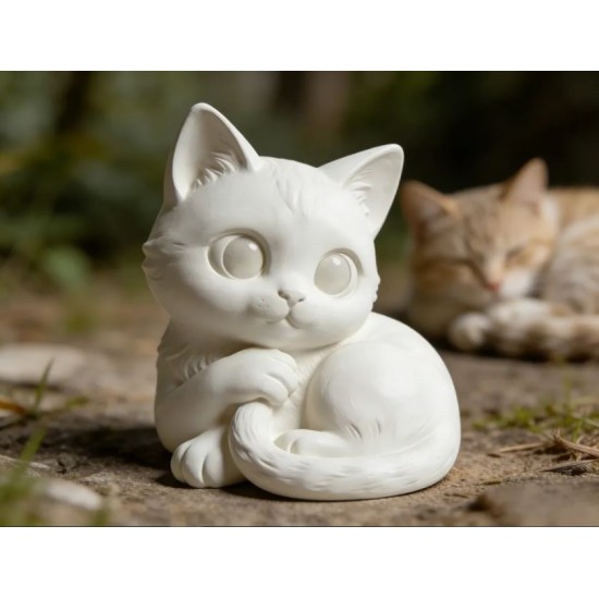Sevimli Uyuyan Kedi Figürü – 3D Baskı Dekoratif Biblo