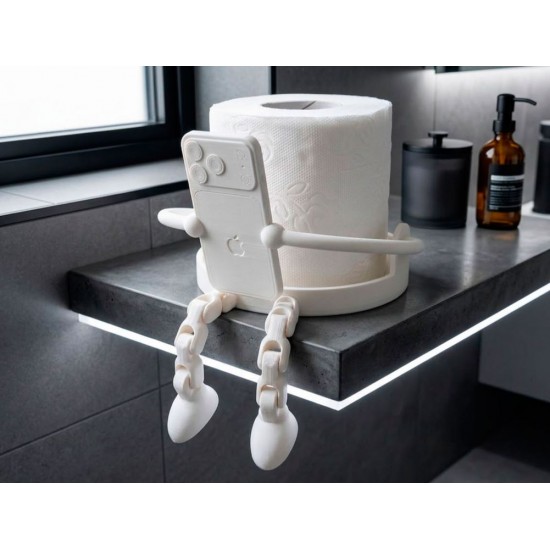 Telefon Tutucu Tuvalet Kağıdı Standı | 3D Baskı Komik Banyo Aksesuarı