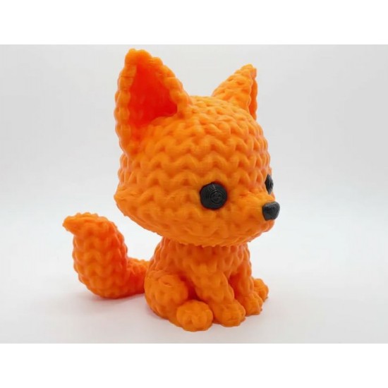 Örgü Görünümlü Tilki Figürü – 3D Baskı Sevimli Dekor