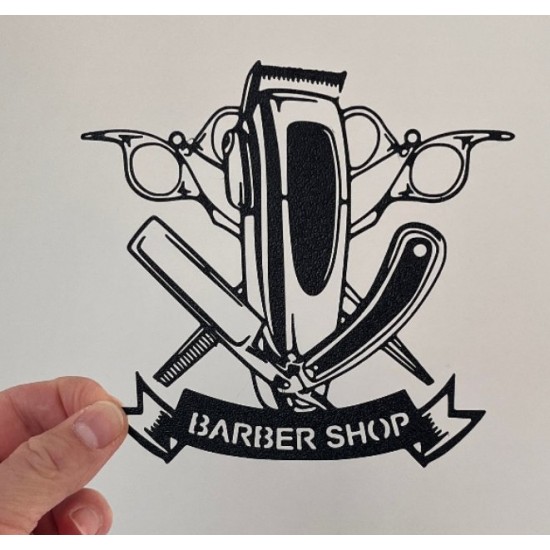 Barber Shop 3D Duvar Dekoru - Tıraş Makinesi ve Ustura Tasarımlı Berber Salonu Duvar Tabelası