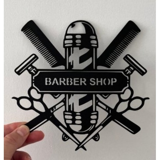 Barber Shop Dekoratif Duvar Tabelası - Berber ve Kuaför Salonu İçin 3D Tasarım Modern Duvar Dekoru