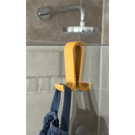 Duş Camı Havlu Askısı - Delme Gerektirmeyen Banyo Aparatı - 3D Yazıcı Bornoz Tutucu