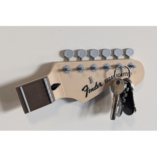 Gitar Sapı Tasarımlı Dekoratif Anahtarlık Askısı - 3D Yazıcı Duvar Askısı ve Müziksever Hediyesi