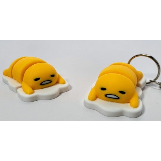 Hareketli Gudetama Figürü - Eklemli Tembel Yumurta Anahtarlık ve Kişiye Özel Renkli Çanta Aksesuarı