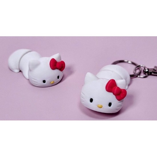 Hareketli Hello Kitty Figürü - Eklemli Kawaii Kedi Anahtarlık ve Kişiye Özel Renkli Çanta Aksesuarı