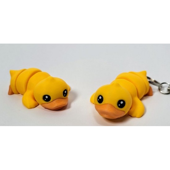 Hareketli Sevimli Sarı Ördek Figürü - Eklemli Articulated Ördek Anahtarlık ve Kişiye Özel Renkli Çanta Aksesuarı