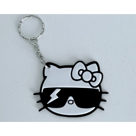 Gözlüklü Sevimli Kedi Anahtarlık | 3D Baskı Kawaii Çanta Süsü