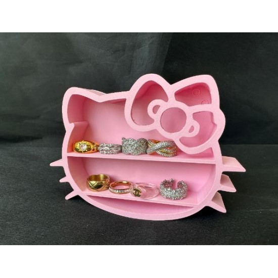 Sevimli Kedi Takı Organizer – 3D Baskı Çok Bölmeli Takı Standı (Cute Jewelry Holder)