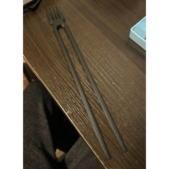 2'si 1 Arada Çatal Çubuk (Chopfork) - Pratik Çatal Uçlu Chopstick Seti, Gamer ve Ofis Atıştırmalık Gereci