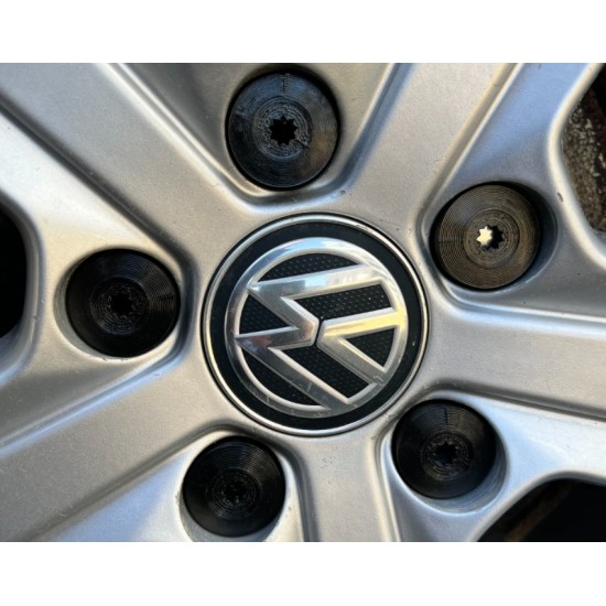 Volkswagen Uyumlu Bijon Kapağı Seti - 17mm Parlak Siyah Jant Vida Koruyucu
