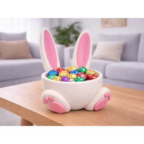 3D Baskı Tavşan Kulaklı Şekerlik – Dekoratif Çikolata Kasesi – Hediyelik Bunny Bowl