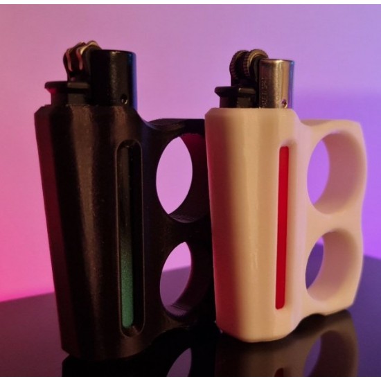 Parmak Geçirmeli Çakmak Kılıfı Siyah ve Beyaz - Clipper Uyumlu Ergonomik Tutuş Aparatı - 3D Tasarım Modern Çakmak Kabı