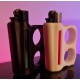 Parmak Geçirmeli Çakmak Kılıfı Siyah ve Beyaz - Clipper Uyumlu Ergonomik Tutuş Aparatı - 3D Tasarım Modern Çakmak Kabı