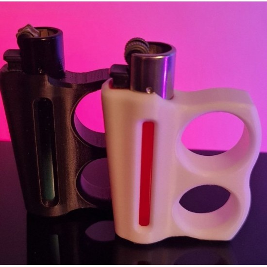 Parmak Geçirmeli Çakmak Kılıfı Siyah ve Beyaz - Clipper Uyumlu Ergonomik Tutuş Aparatı - 3D Tasarım Modern Çakmak Kabı