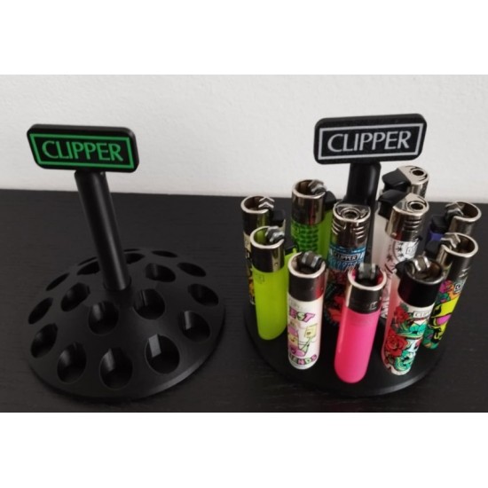 Clipper Çakmak Koleksiyon Standı - 12'li Döner Tablalı Organizer - 3D Yazıcı Tasarımı Masaüstü Çakmaklık Sergileme Ünitesi