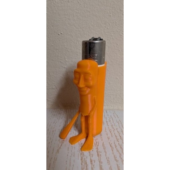 Clipper Uyumlu Turuncu İnsansı Karakter Tasarım Çakmak Kılıfı - 3D Yazıcı Üretimi Eğlenceli Çakmak Aksesuarı