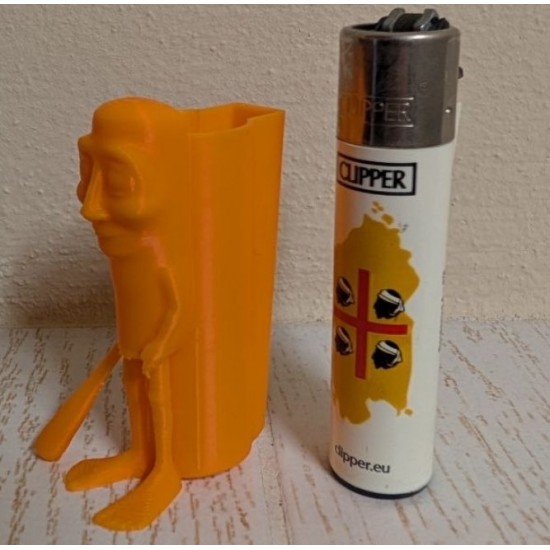 Clipper Uyumlu Turuncu İnsansı Karakter Tasarım Çakmak Kılıfı - 3D Yazıcı Üretimi Eğlenceli Çakmak Aksesuarı