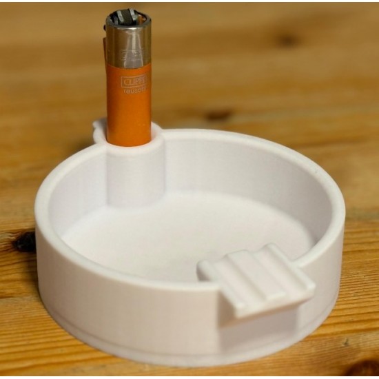 Clipper Çakmak Bölmeli Modern Küllük - 3D Yazıcı Üretimi Fonksiyonel Masaüstü Organizer - Minimalist Beyaz Küllük