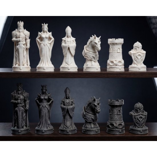 Antik Mitolojik Figürlü Detaylı Tasarım 3D Yazıcı Üretimi Özel Satranç Takımı - Lüks Dekoratif Oyun Seti