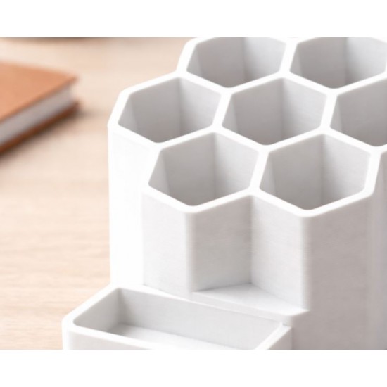 Modern Petek Kalemlik Organizer | 3D Baskı Masa Üstü Düzenleyici