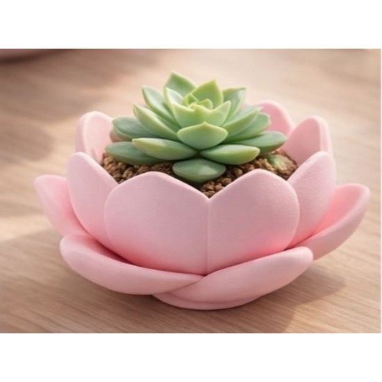 Cute Lotus Planter – 3D Printed Mini Desk Plant Pot