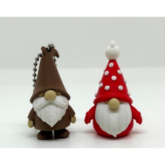 Mini Bahçe Cücesi Figürleri - 2 li Gnome Biblo Seti - 3D Baskı Dekoratif Anahtarlık